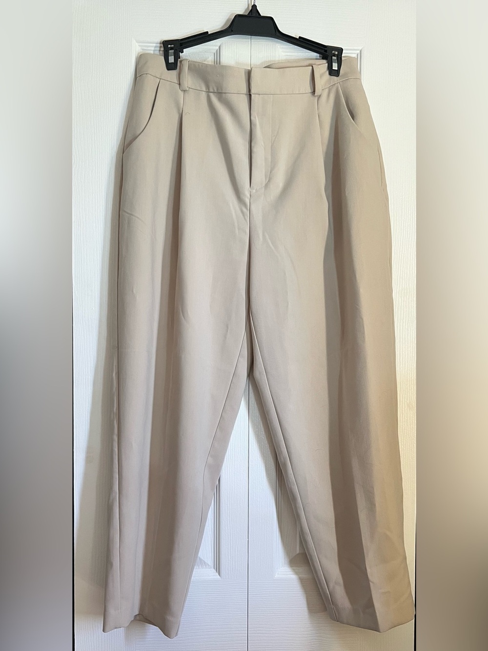 Zara Wide-Leg Trousers in Light Beige
